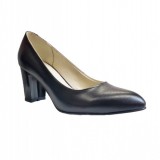 Pantofi eleganti dama, bleumarin, din piele naturala box, toc 6 cm - NA87BLM2