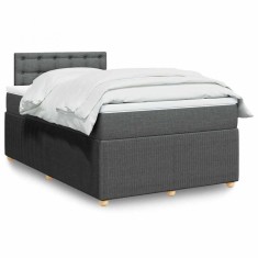 vidaXL Pat box spring cu saltea, gri &icirc;nchis, 120x190 cm, textil 3287410