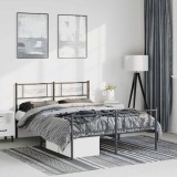 VidaXL Cadru pat metalic cu tăblie de cap/picioare, negru, 135x190 cm