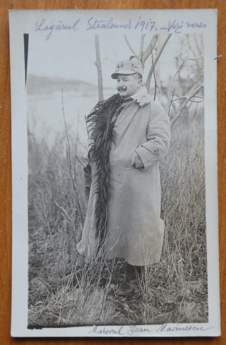 Mr. J. Marinescu din Regimentul 11 Siret in lagarul Stralsund , Germania , 1917