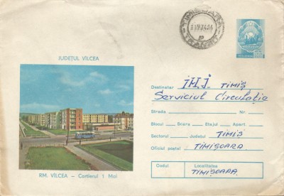 Romania, Rm. Valcea, Cartierul 1 Mai, plic circulat intern, 1974 foto