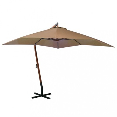 vidaXL Umbrelă suspendată cu st&amp;acirc;lp gri taupe 3x3 m lemn masiv de brad 313775 foto