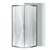 Cabina dus curbata 80x80 cm sticla securizata transparenta, profil aluminiu argintiu, fara cadita