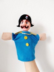 Marioneta teatru de papusi, papusa manuala, soldat, catana, garda, comandant