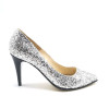 Pantofi stiletto din glitter argintiu Silver Glam, 36