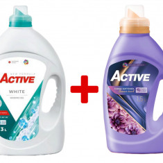 Detergent lichid pentru rufe albe Active, 3 litri, 60 spalari + Balsam de rufe Active Summer Touch, 1.5 litri, 60 spalari