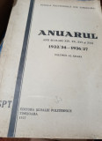 SCOALA POLITEHICA TIMISOARA ANUARUL ANII SCOLARI 1933/34 - 1936/37