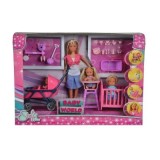 Set papusa Stefii cu 2 copii si un bebelus plus accesorii