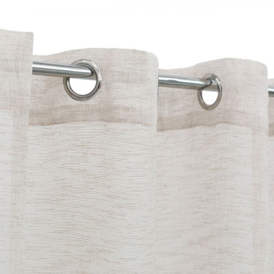 Perdea Decorativă, Model Ecru cu Lurex Auriu, Inele 140x260cm, Poliester foto