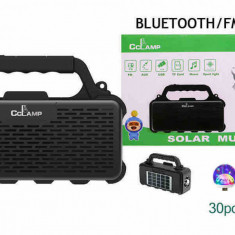 Kit solar camping cu boxa portabila, CCLamp CL-820, lanterna, USB, Radio FM,