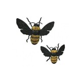 Cumpara ieftin Set 2 decoratiuni pentru gradina, albine, metal, negru/gălbenu, 22x15cm, 17.5x12cm