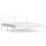 Cumpara ieftin Cadru de pat metalic cu tablie, alb, 200x200 cm