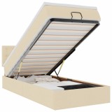 Cumpara ieftin Pat otoman cu saltea crem 100x200 cm stofa