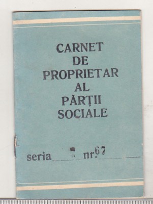 bnk div Carnet de proprietar al partii sociale - 1983 foto