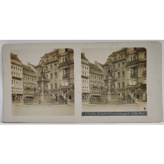 DRESDA , MONUMENTUL LUI FRIEDRICH AUGUST II , NEU MARKT , FOTOGRAFIE STEREOSCOPICA , INCEPUTUL SEC. XX