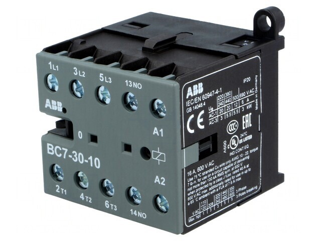 Contactor 3P 24VDC 7A NO x3 Auxiliare
