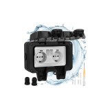 Priză dublă IZOXIS 27730, pentru exterior, 17x11x10 cm, IP66, 230-250 V, protectie completa praf si apa