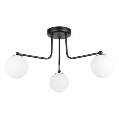 Candelabru Astral Negru/Alb Din Oțel/Sticlă Cu 3 Becuri Geometric Minimalist De Interior