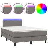 Cumpara ieftin Pat cu arcuri, saltea si LED, gri inchis, 120x200 cm, textil