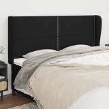 VidaXL Tăblie de pat cu aripioare, negru, 203x23x118/128 cm, textil