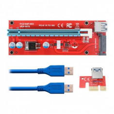 Kit grafic riser card VER007S pentru minar cu placa PCI-E 164P 1x si adaptor la 16x si cablu extensie USB 3.0 60cm foto