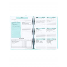 Agenda planificator cu spirala, pentru organizare saptamanala, cu habit tracker si to do list, albastru, A5