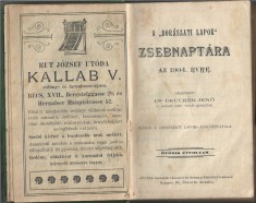 1381SPN A Bor&aacute;szati Lapok zsebnapt&aacute;ra az 1904 &eacute;vre szerkeszti Drucker Jenő, Budapest