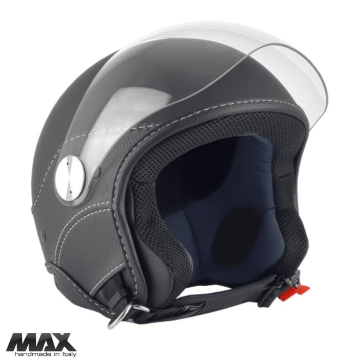 Casca open face pentru scuter - motocicleta (demi-jet) Max Helmets model DJ06 LS Vision (V2B) culoare: negru mat (00S) &ndash; 100% MADE IN ITALY S (55/56cm