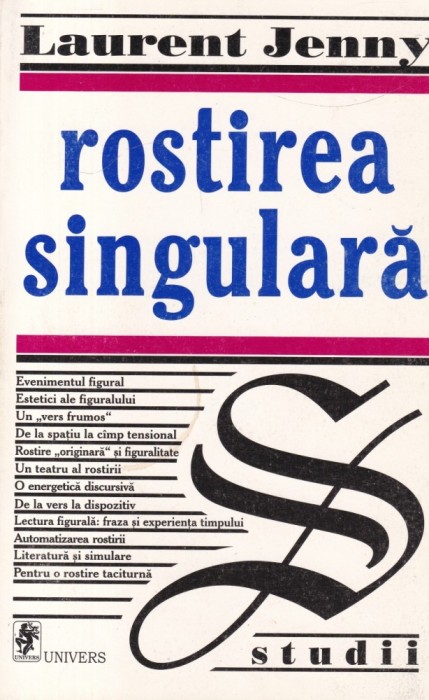 Laurent Jenny - Rostirea singulara
