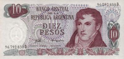 ARGENTINA █ bancnota █ 10 Pesos █ 1976 █ P-300 █ UNC █ necirculata foto