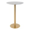 Masă de bar Bolzano, blat cu efect de marmură, picioare cu efect de alamă 70x105 cm