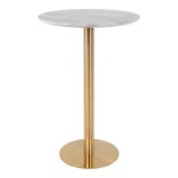Masă de bar Bolzano, blat cu efect de marmură, picioare cu efect de alamă 70x105 cm