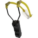 Cumpara ieftin Prastie pentru nadire pescuit, negru cu alb 13 x 7 cm, cauciuc elastic dublu, maner ergonomic, pentru lansarea momelii la distanta