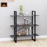 VidaXL Bibliotecă cu 3 rafturi, gri, 100x30x105 cm, lemn masiv de pin 806554