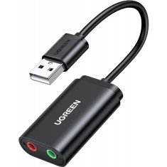 Placa de sunet USB UGREEN US205, 2 x Jack 3.5mm, Negru