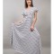 ROCHIE LUNGA PLISATA BICOLORA BULINE ASIMETRICA IN PARTEA DE JOS LUMINOSO Alb S-M