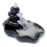 Suport Conuri Parfumate Fum Curgator, Pietre Mari in Lac, Ceramică/Piatră, Design Boho, Meditație, Aromaterapie, Relaxare
