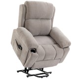 HOMCOM Fotoliu recliner electric cu ridicare, &icirc;ncălzire și masaj &icirc;n 8 puncte, din chenille, 2 telecomenzi, bej | Aosom Romania