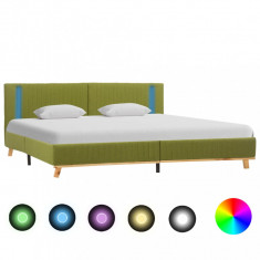 Cadru de pat cu LED, verde, 180 x 200 cm, material textil foto
