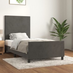 vidaXL Cadru de pat fără saltea, gri &icirc;nchis, 90x200 cm, catifea