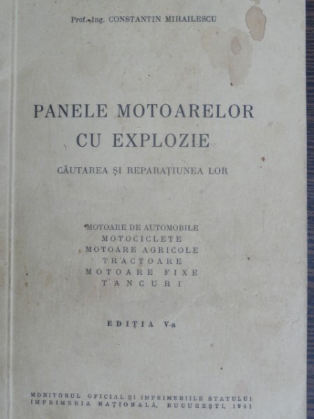 Panele motoarelor cu explozie - Constantin Mihailescu