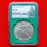 SUA / USA 1 Dollar 2017 American Eagle NGC MS70 1oz. 99,9% Argint (3 din 3)