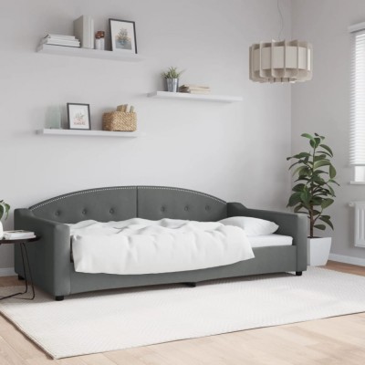 vidaXL Cadru de pat, gri &amp;icirc;nchis, 100 x 200 cm, material textil foto