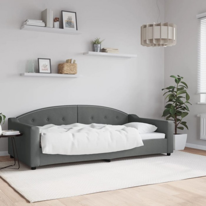 vidaXL Cadru de pat, gri &icirc;nchis, 100 x 200 cm, material textil