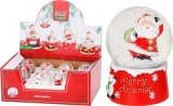 Glob decorativ de Craciun cu Mos Craciun si efect de zapada, 63 mm