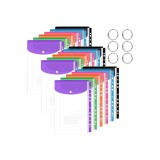 Dosar documente A4, pachet de 18, buzunar pentru documente A4, cu margine perforată cu 11 găuri, buton presă, buzunar pentru etichetă și