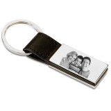 Breloc personalizat in forma de dreptunghi cu piele gravat cu poza si text