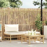 VidaXL Set mobilier de grădină, cu perne alb crem, 3 piese, bambus 313142