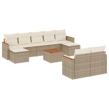 Cumpara ieftin Set canapele de gradina cu perne, 10 piese, bej, poliratan