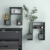 Rafturi perete Gossi, 2 buc, gri lucios, 50x15x50 cm, lemn compozit, design nota muzicala, raft suspendat, depozitare carti,reviste